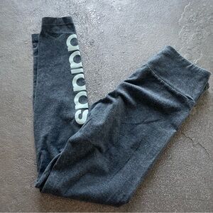 adidas Women’s Dark Gray High Rise Logo Leggings Cotton Blend